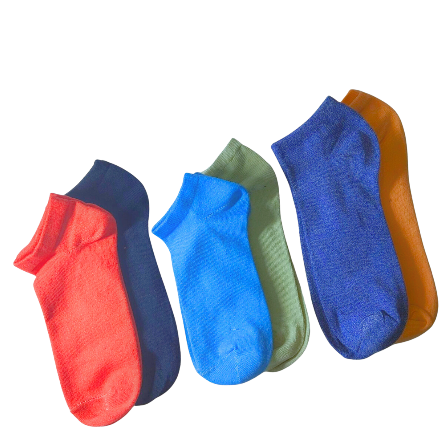 2 Pairs Ankle Socks for Girls Plain Pattern Random Color - PK RUSH