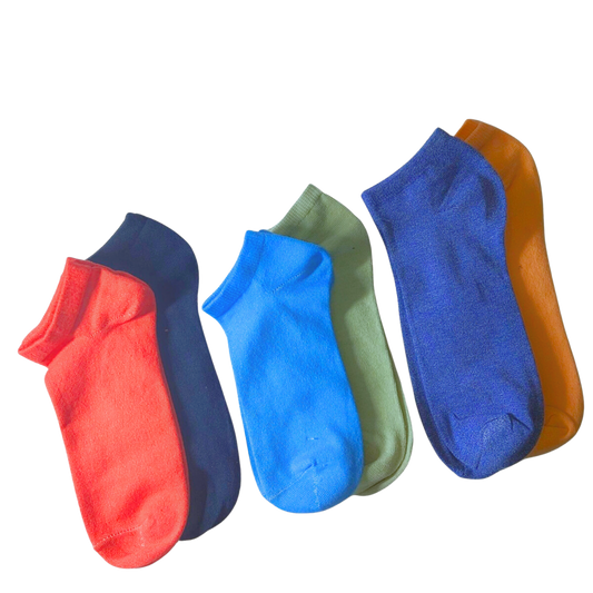 2 Pairs Ankle Socks for Girls Plain Pattern Random Color - PK RUSH