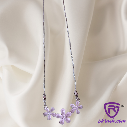 Silver Black Tone Chain with Purple Star Style Pendant - PK RUSH