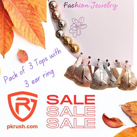 Set of 3 Earrings & 3 Ear Tops for Women Fashion - PK RUSH